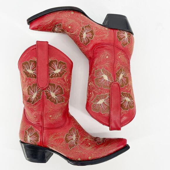 Vintage Y2K Old Gringo Sheridan Red Floral Embroidered Cowgirl Boot size 6.5 - Picture 3 of 10